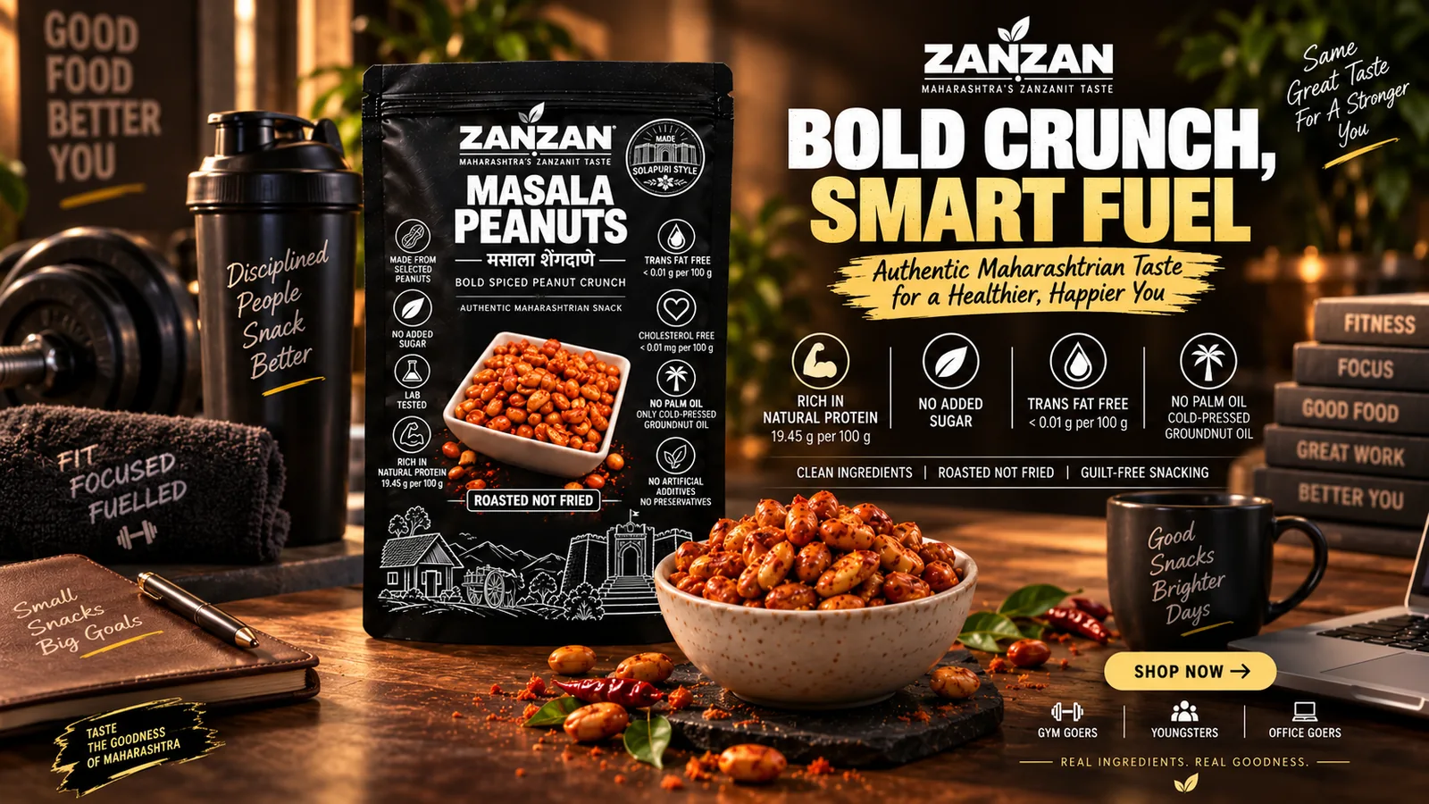 ZANZAN Masala Peanuts campaign for bold work, study and active-day snacking — story 5