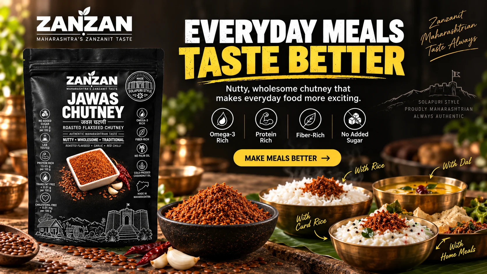 ZANZAN Jawas Chutney product and serving inspiration